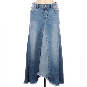 Wash Lab Pieced Denim Midi Skirt / Two Toned Sky